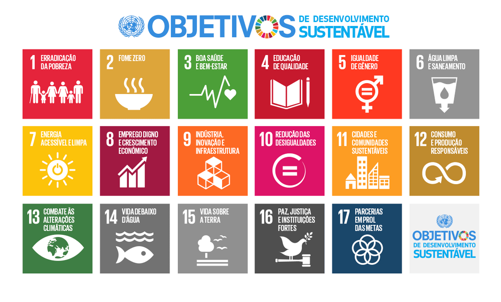 17 Objetivos de Desenvolvimento Sustentável da ONU